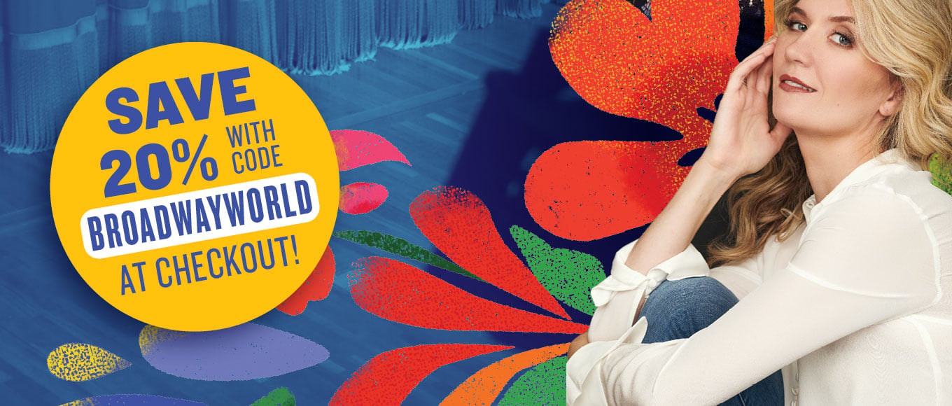 "Save 20% with code BROADWAYWORLD at checkout!", and photo of Scarlett Strallen